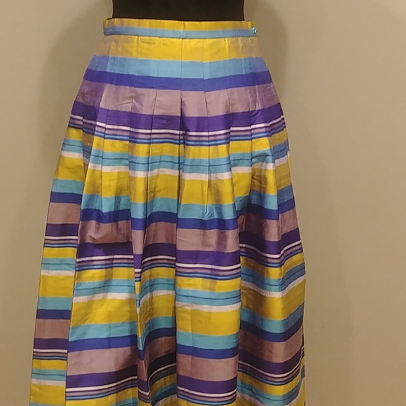 Worth Silk Taffeta Pleated Long Plaid Skirt as 6 - Picture 2 of 5